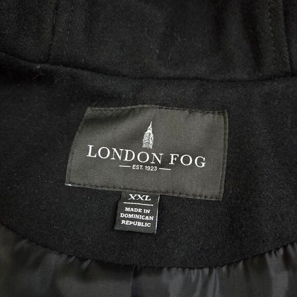 London Fog Hooded Stadium Jacket Wool Blend Women's XXL Lined Black Full Zip - Picture 7 of 14